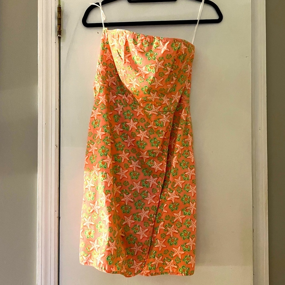 Vineyard Vines Peach Print Strapless Dress! NWT!